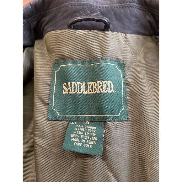 Saddlebred black leather zip front bomber jacket size XL - Picture 5 of 10